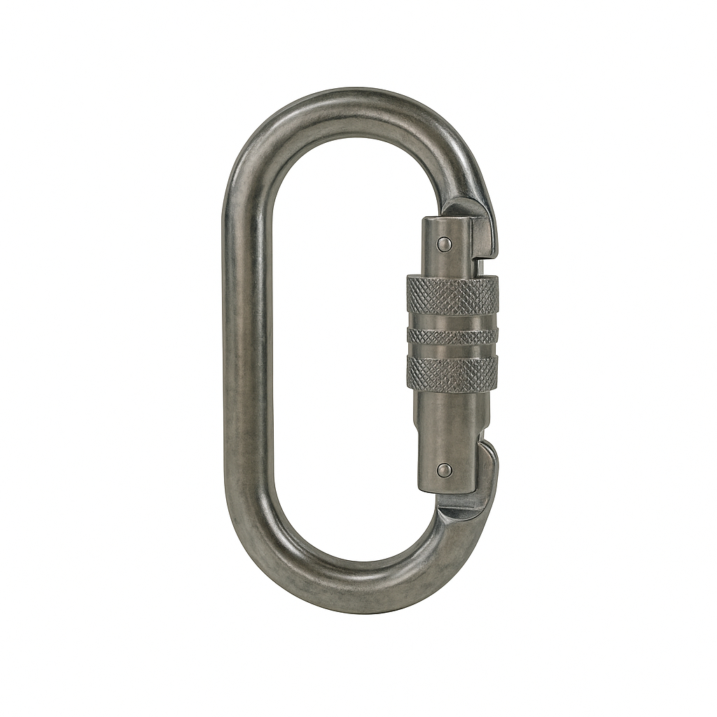 Mosquetão Oval 25KN Aço Carbono Profissional  Trava Rosca Certificado NBR