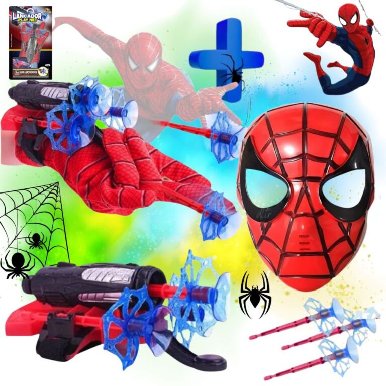 Luva Mascara Homem Aranha Infantil Lançador de Te