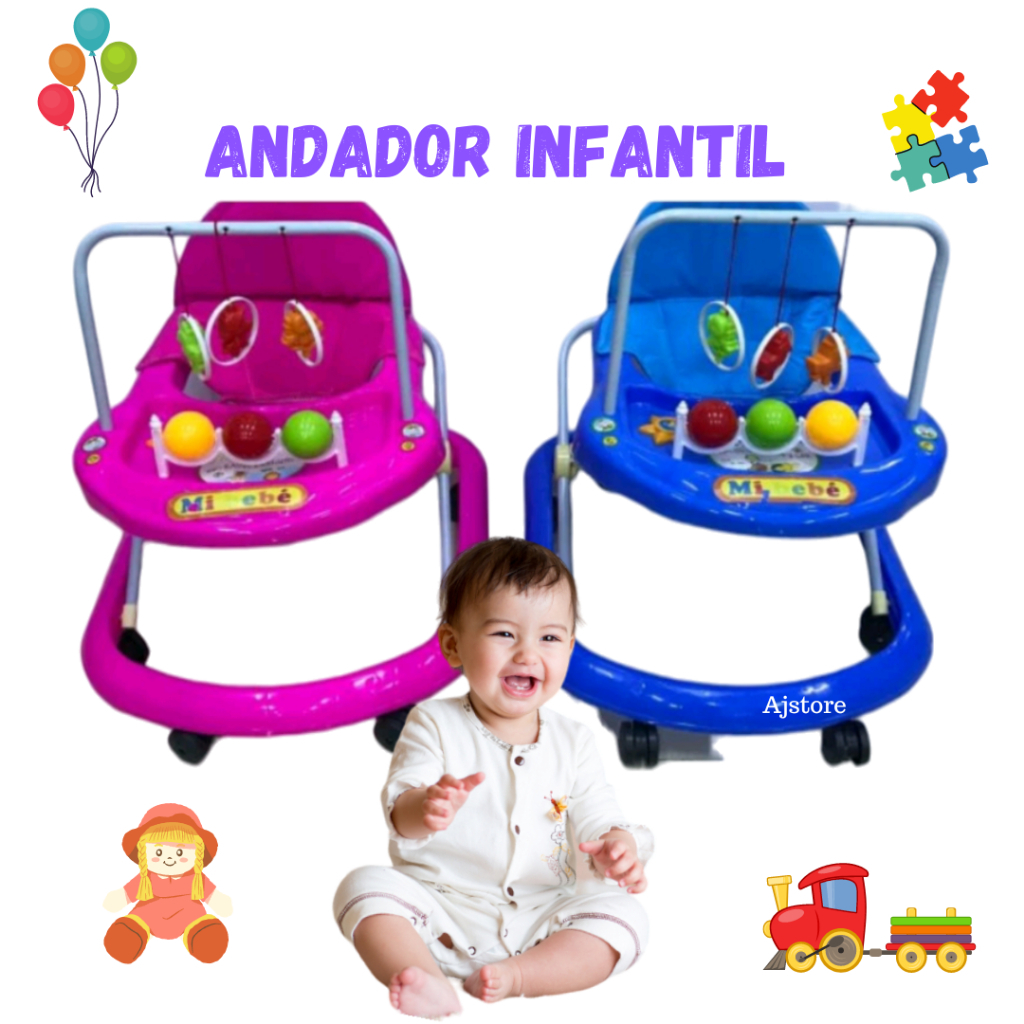 Andador Infantil Bebê Rosa e Azul Musical + Entrega em Todo Brasil