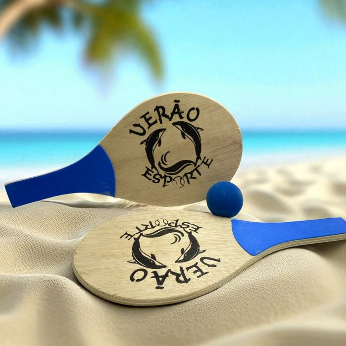 Kit Jogo Frescobol Tênis De Praia 2 Raquetes Made