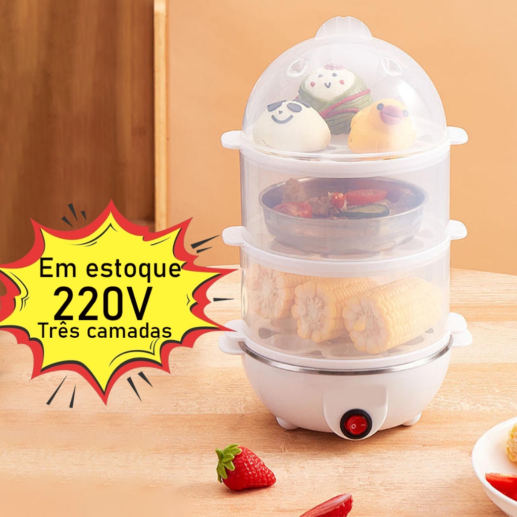 Fogão de Ovo Máquina de ovos Cozinhador de Ovos 3 Andares Mini Aquecer Comida Para Cozinha