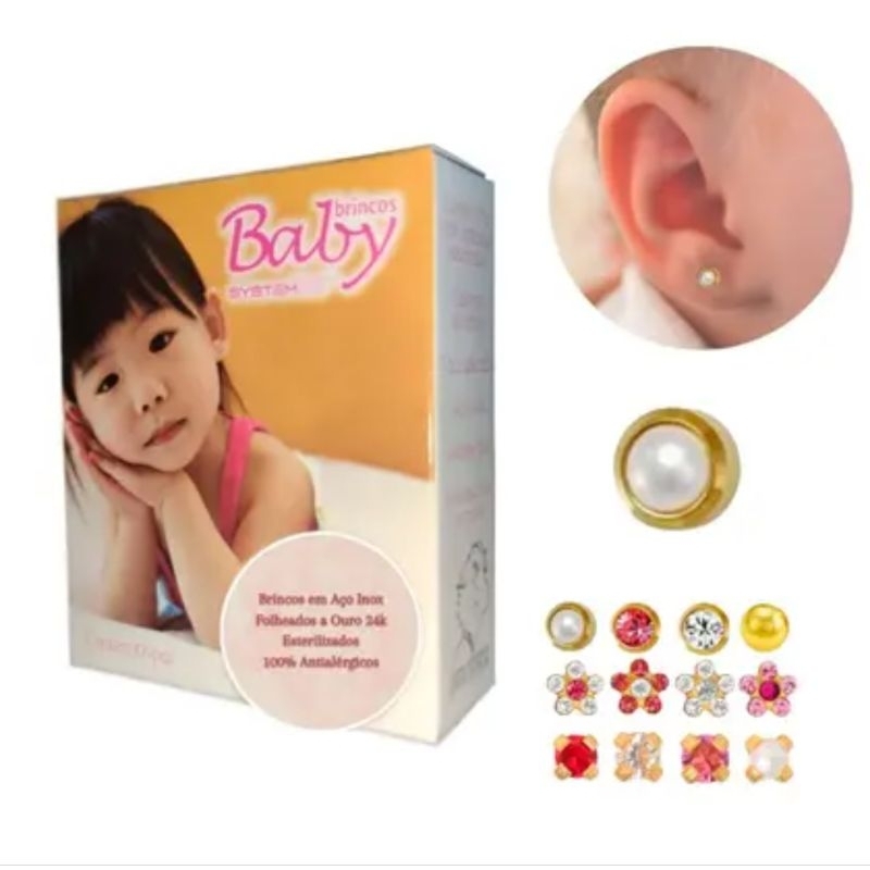 Brincos Para Bebês E Crianças 100% Antialérgico Ouro 24k AT – Studex