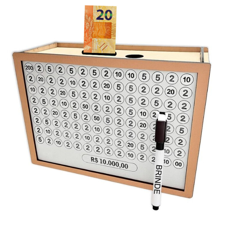 Cofre MDF Desafio 10mil/5mil/1mil Caixa Dinheiro C