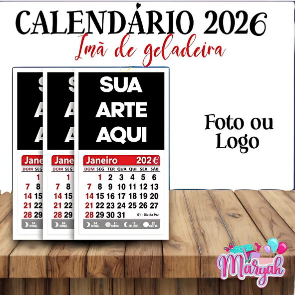 Mini calendário 2026 personalizados com logomarca
