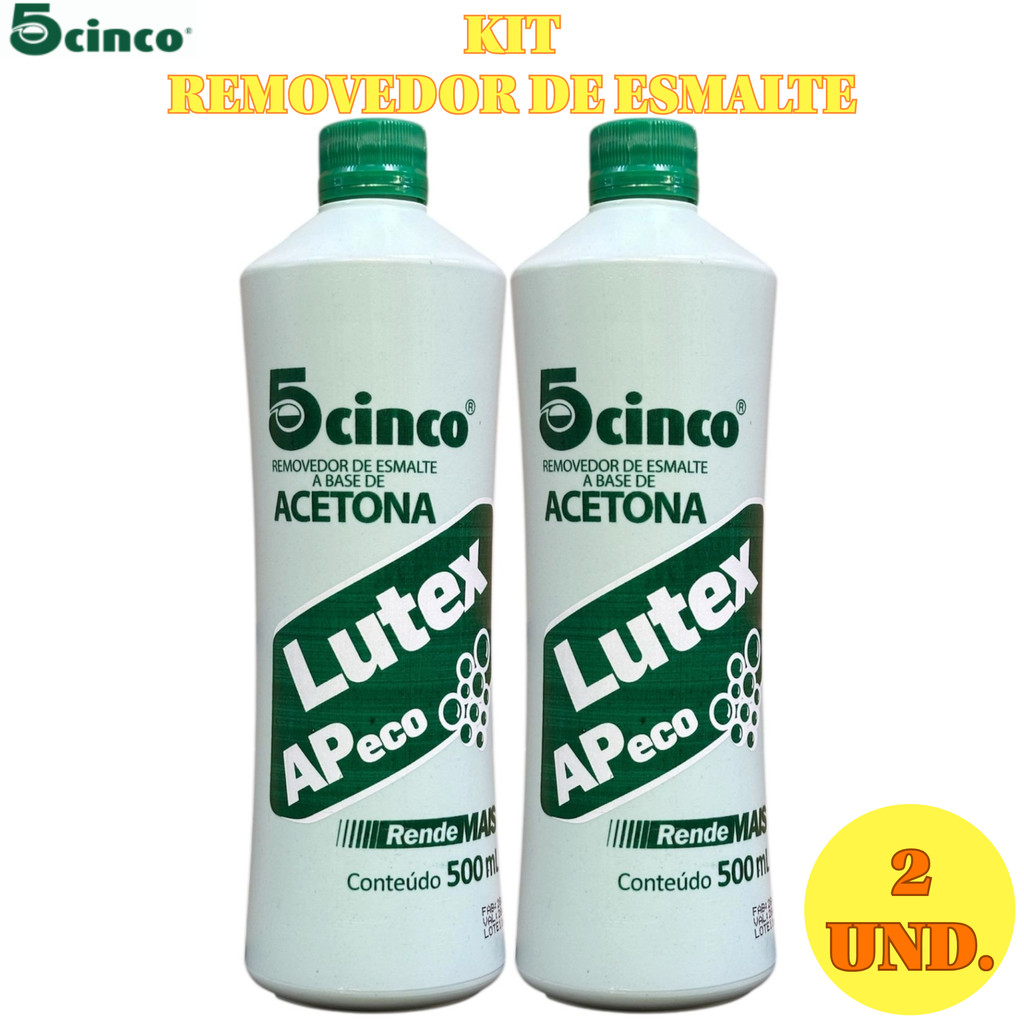 KIT Removedor de Esmalte 500ml Lutex Acetona Uso Profissional (2 unidades)