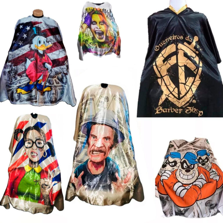 Capa de Barbeiro Com Zíper Em Cetim Premium Para 