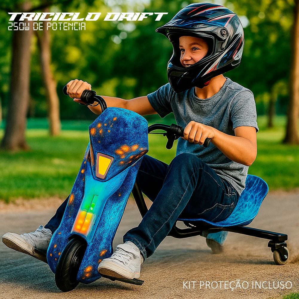 Triciclo Elétrico Interbras Drift 8 350w com Bluetooth /Led/Bateria Recarregavel