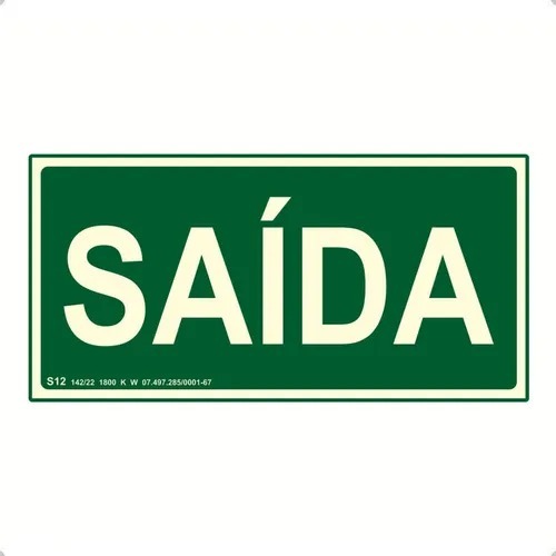 Placa de SAIDA – fotoluminescente 10×20