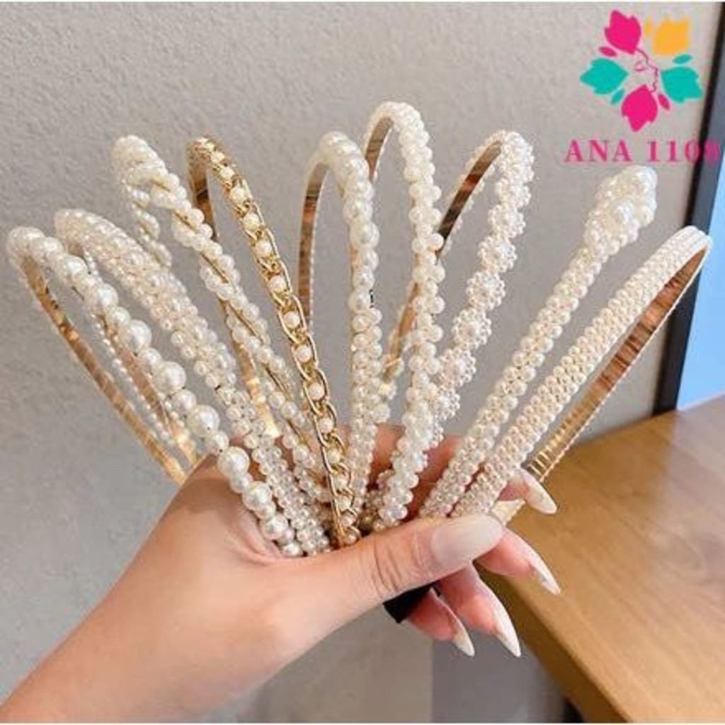 KIT 5  PCS Tiara de Pérolas / Arquinho de Perolas – Acessórios femininos de cabelo