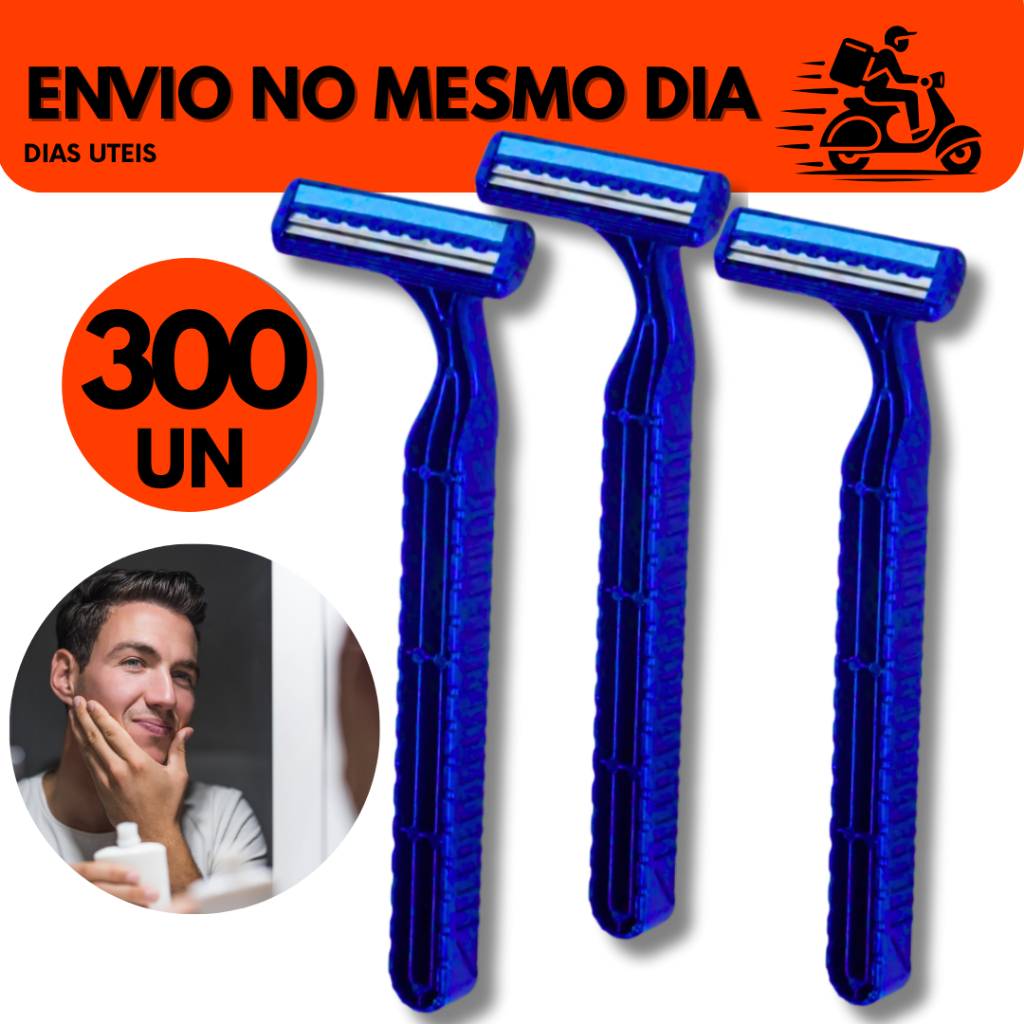 Kit 300 Un Prestobarba Aparelho de Barbear 3 Lâminas Com Fita Lubrificante Kit Com 300 Barbeadores D
