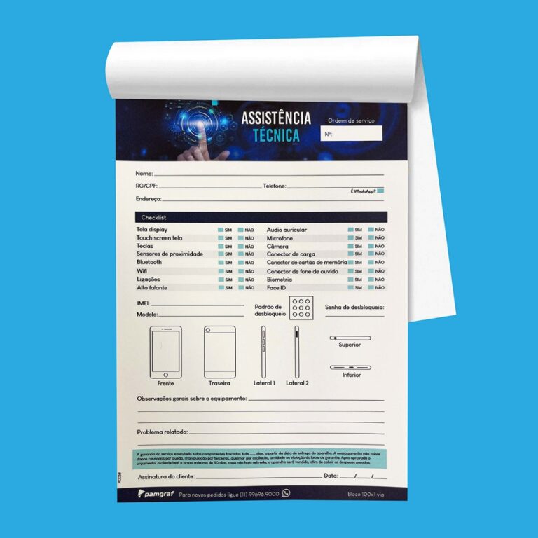 1 Bloco com 100 Fls para Ordem de Serviço Assist�