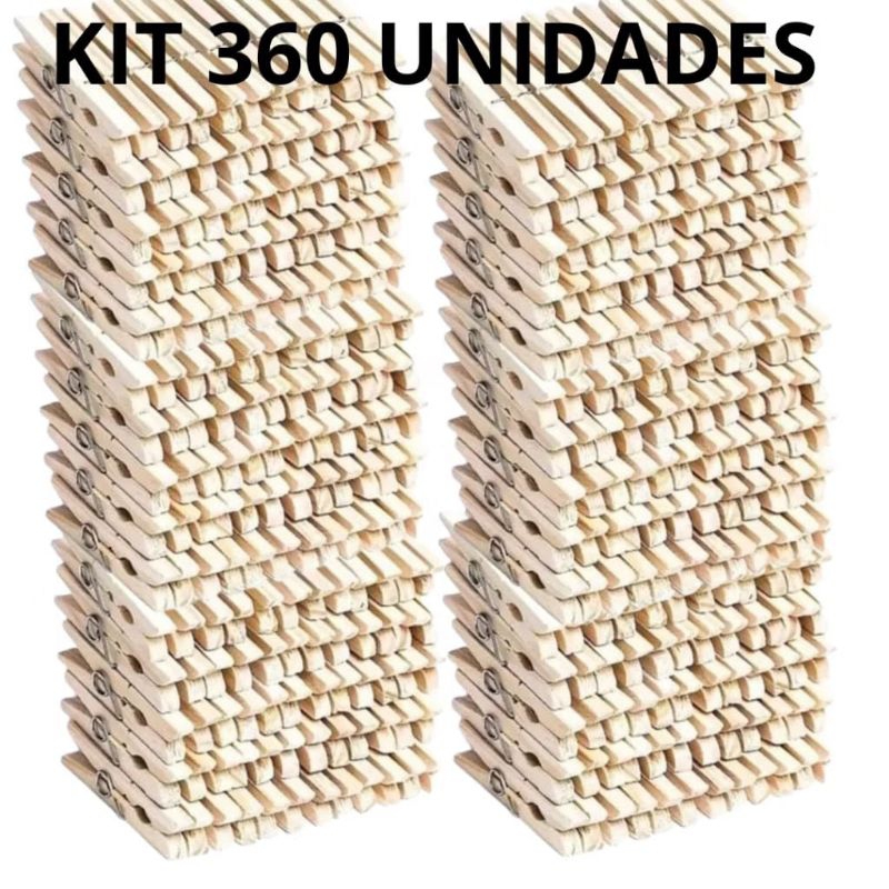 Prendedores de Roupas de Madeira Reforçados Kit com 60 Antideslizantes para Varal