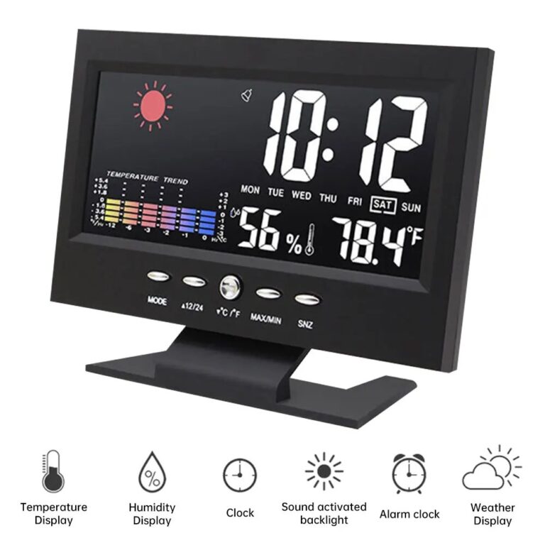 Relógio Despertador Digital LED Meteorológico Al
