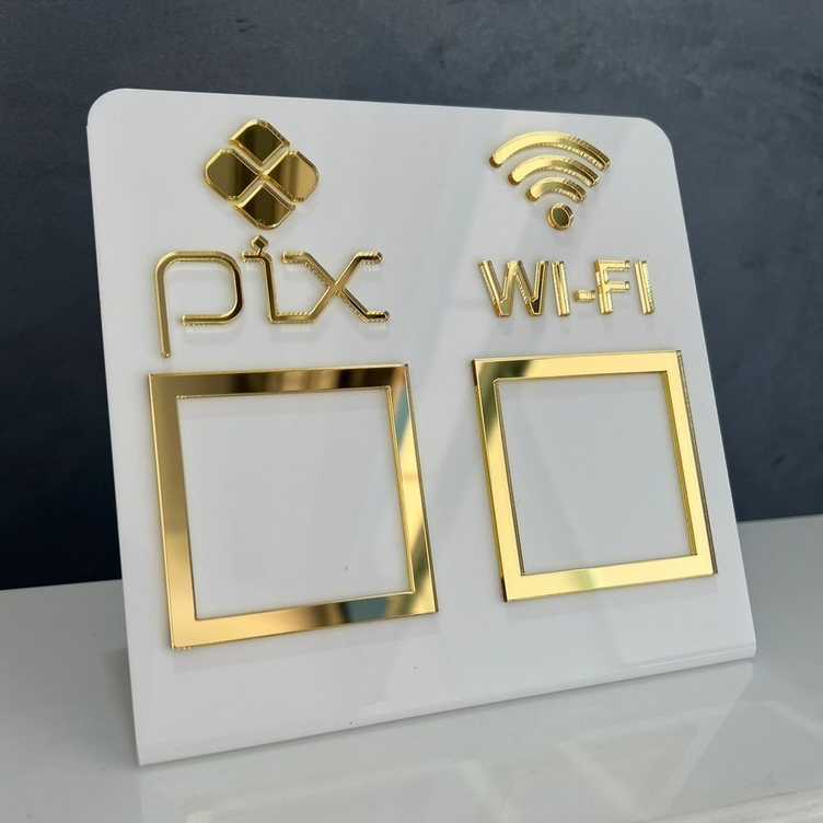 Placa Pix Balcão PIX e Wi-Fi Display de Mesa Acr�
