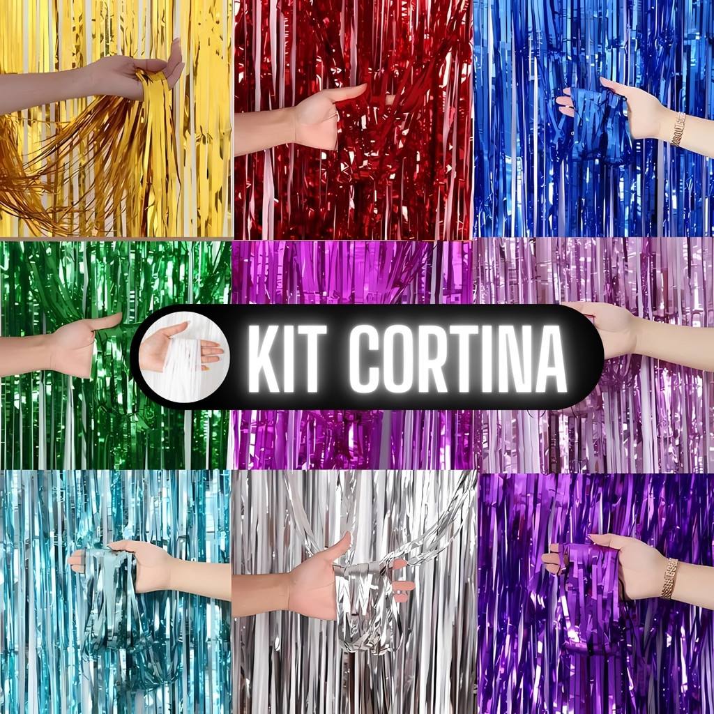Cortina Metalizada Decoração 2M X 1M Painel Decoração Festa Enfeite Aniversário Fitilhos