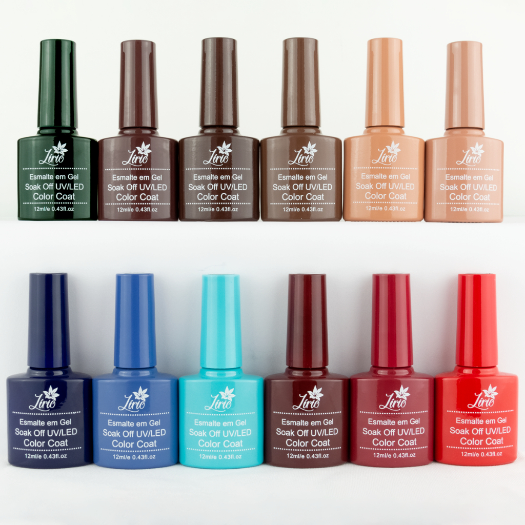 Kit 12 Esmaltes em Gel Led Uv COLEÇÕES p/ Unhas Manicure 12ml Lirio/Bella Rosa