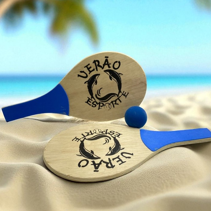 Kit Jogo Frescobol Tênis De Praia 2 Raquetes Made
