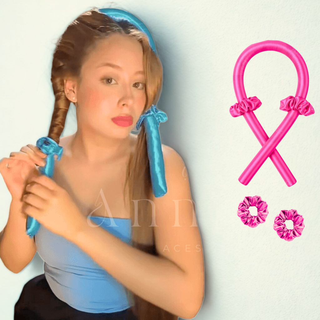 Modelador de Cachos Sem Calor 1 Metro em Cetim + 2 Scrunchies