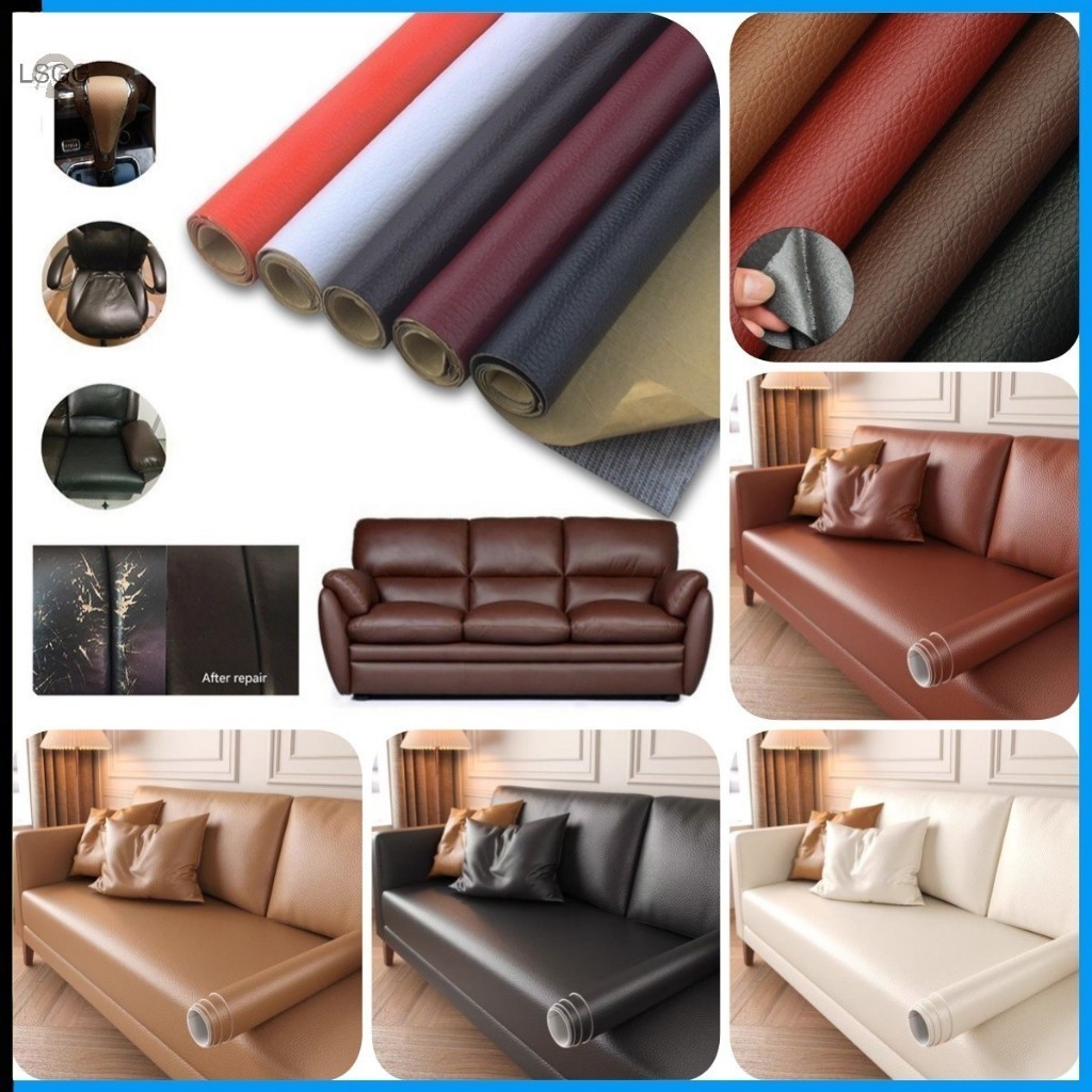 50cmx140cm  Branco Adesivo Auto-Adesivo de Tecido de Couro Sofá de Reparo de Sofá de Couro