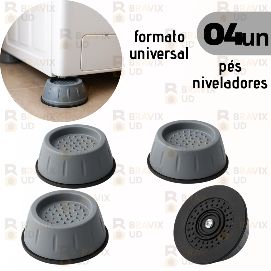 Pé Nivelador Antivibração Para Máquina De Lavar Lavadora Base Antiderrapante Ajustável