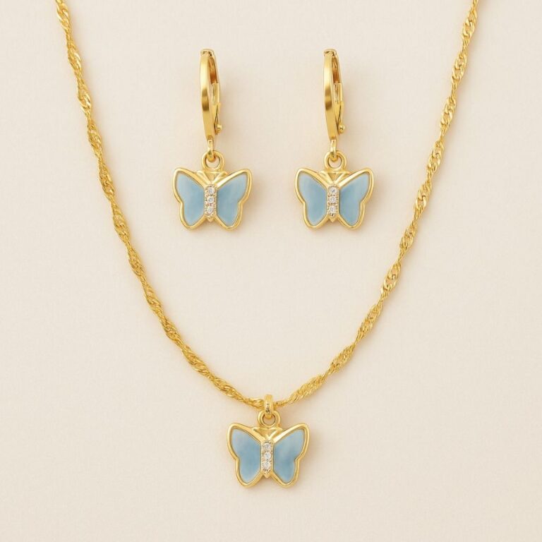 Conjunto Kit Colar e Brinco Banhado a Ouro Borbole