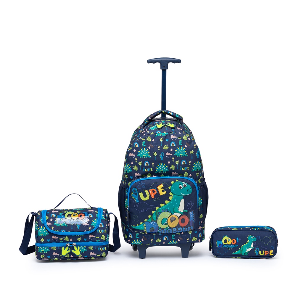Mochila Infantil Rodinha Lancheira Estojo Escolar Estampados