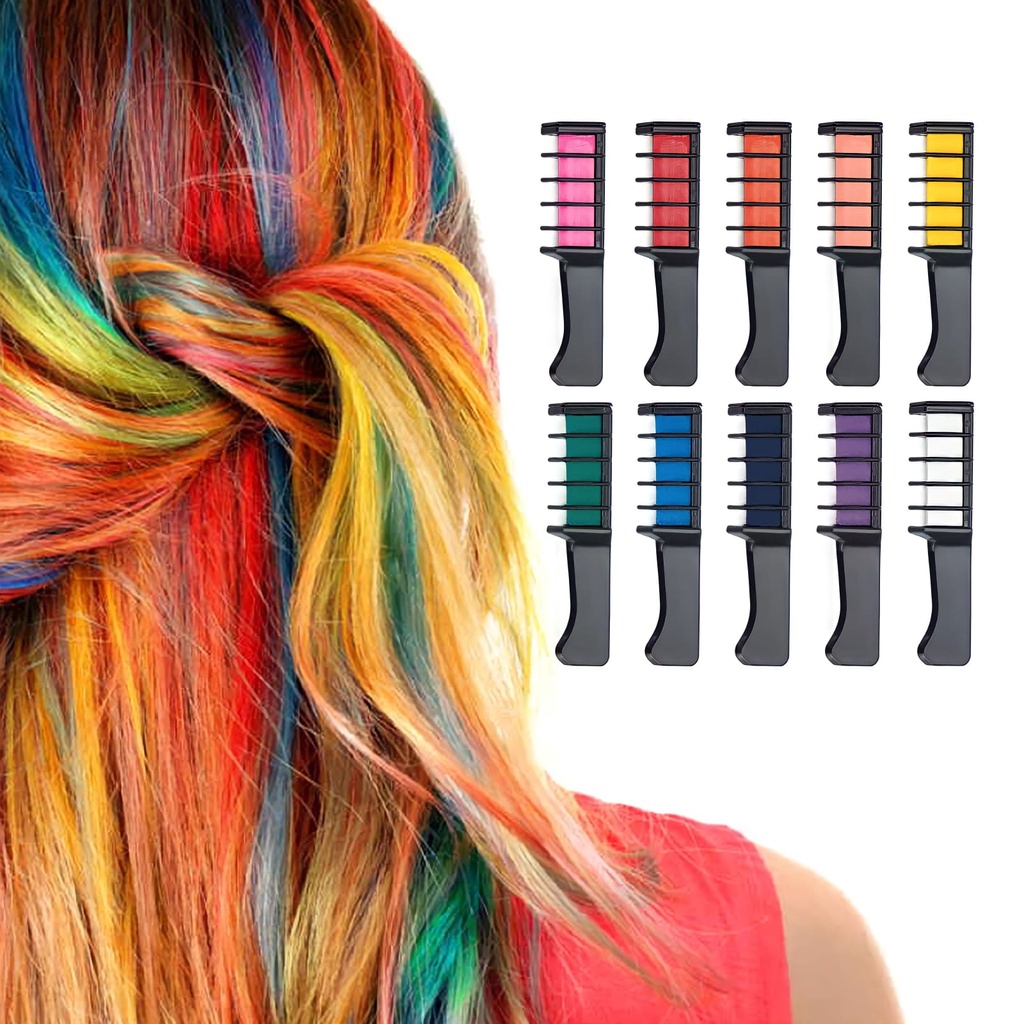 Kit Pentes com Tinta Colorida 6 Cores para Cabelos Diversos Carnaval Festas