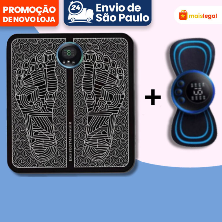Kit Tapete E Mini Massageador Elétrico Dor Pés E