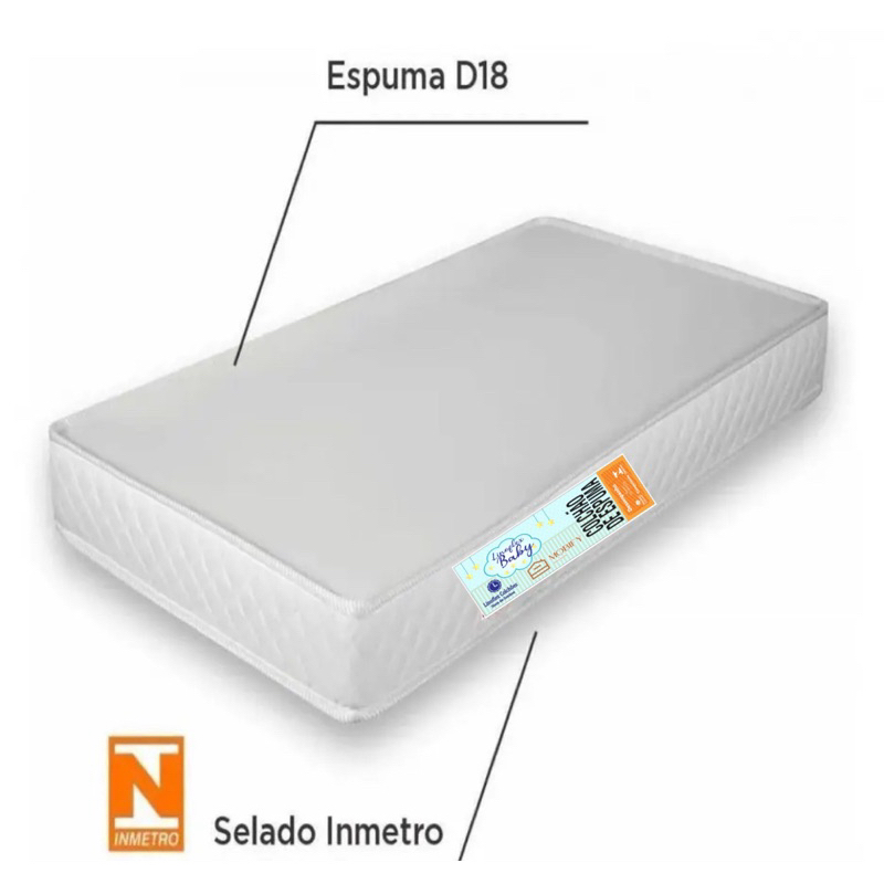 Colchão De Berço Impermeável 130x60x10 espuma D18