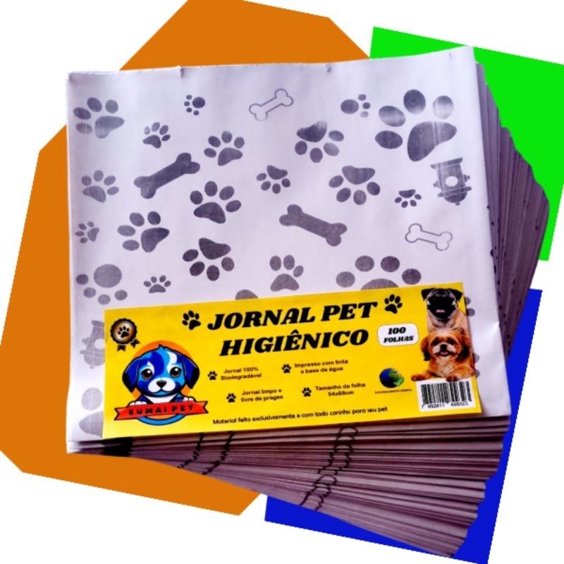 Jornal Pet 100 Folhas Grandes Biodegradável Higiênico Papel Limpo Cachorro Gato Xixi Alta Absoção