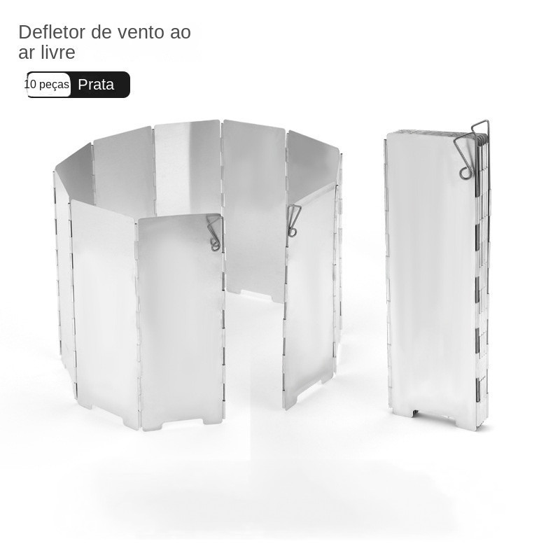 Pára-brisa de fogão de acampamento ao ar livre liga de alumínio ultraleve dobrável com pino de inser