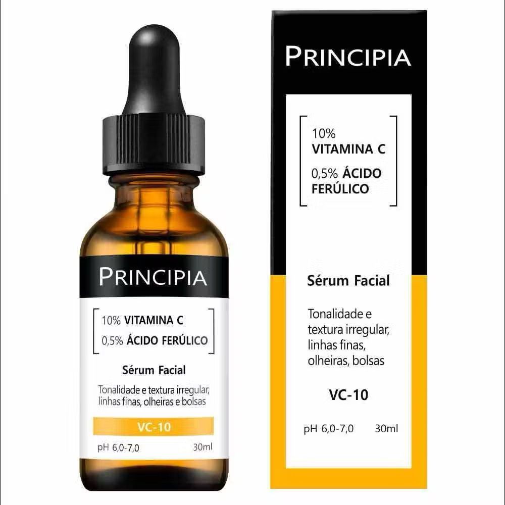 Sérum com 10% de Vitamina C e 0,5% de Ácido Ferúlico com alta eficácia contra linhas finas, olheiras