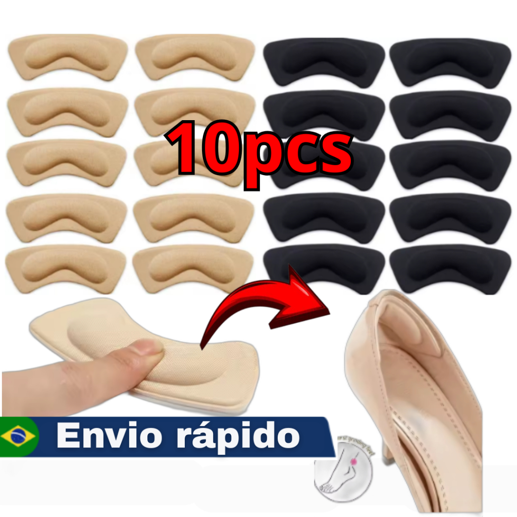 Kit 10 Unidades de Palmilha Ortopédica Protetor de Calcanhar Adesivo que Evita Sapatos Pegando Atrá