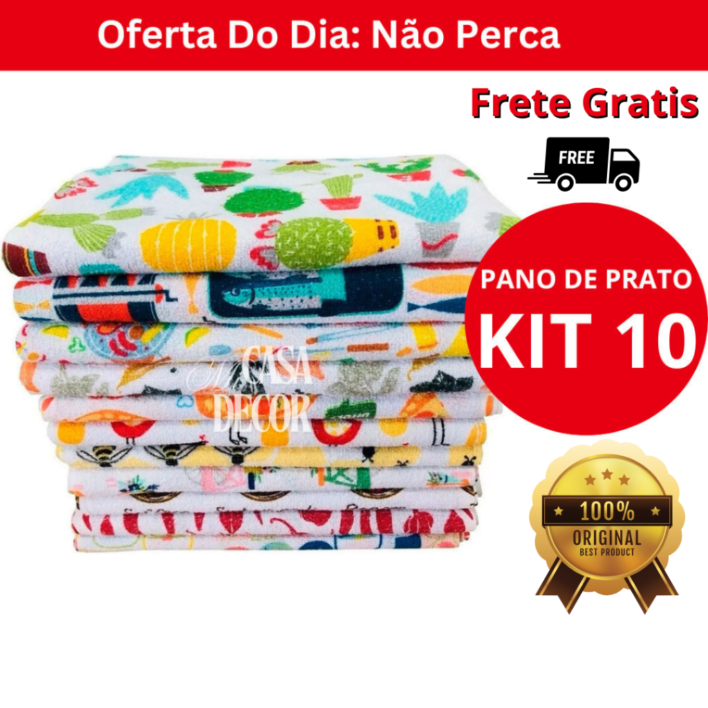 kit 10 Pano de Copa Atoalhado Felpudo Grosso 85% Algodão ENVIO RÁPIDO