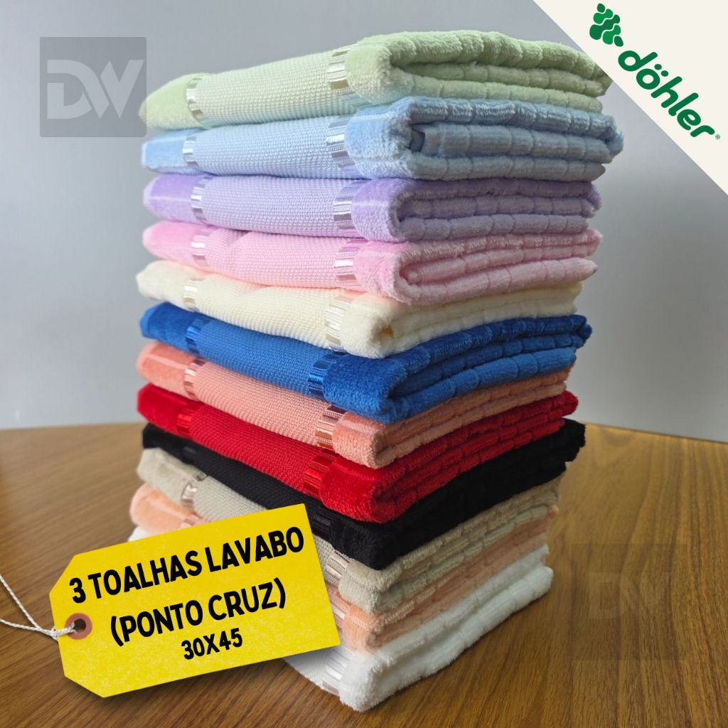 Kit 3/6/9 Toalhas Lavabo Bella Dohler 30×45 Etamine P/ Bordar Ponto Cruz
