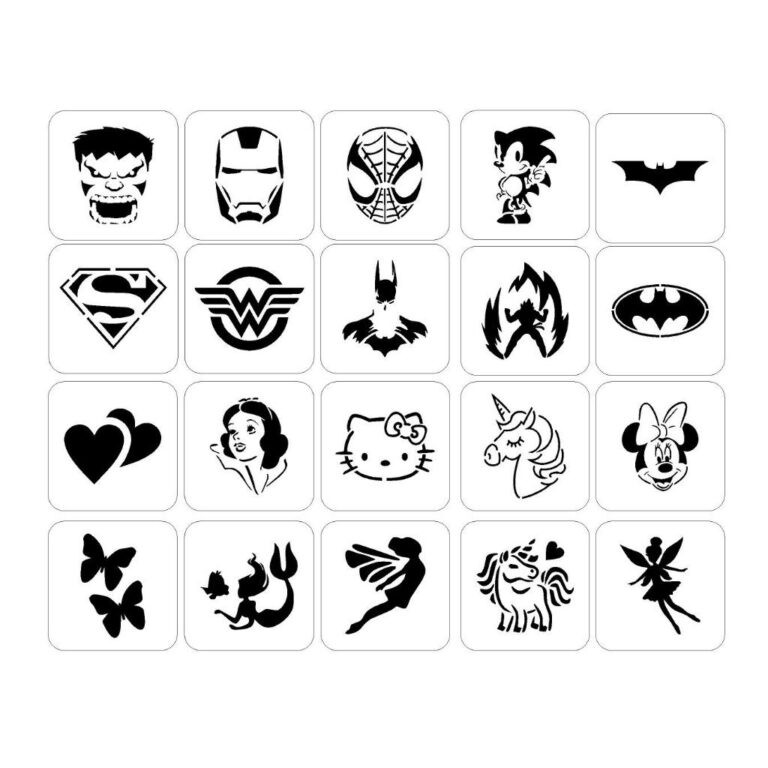 Kit de 6 a 50 Moldes Stencils Super Heróis p/ Pin