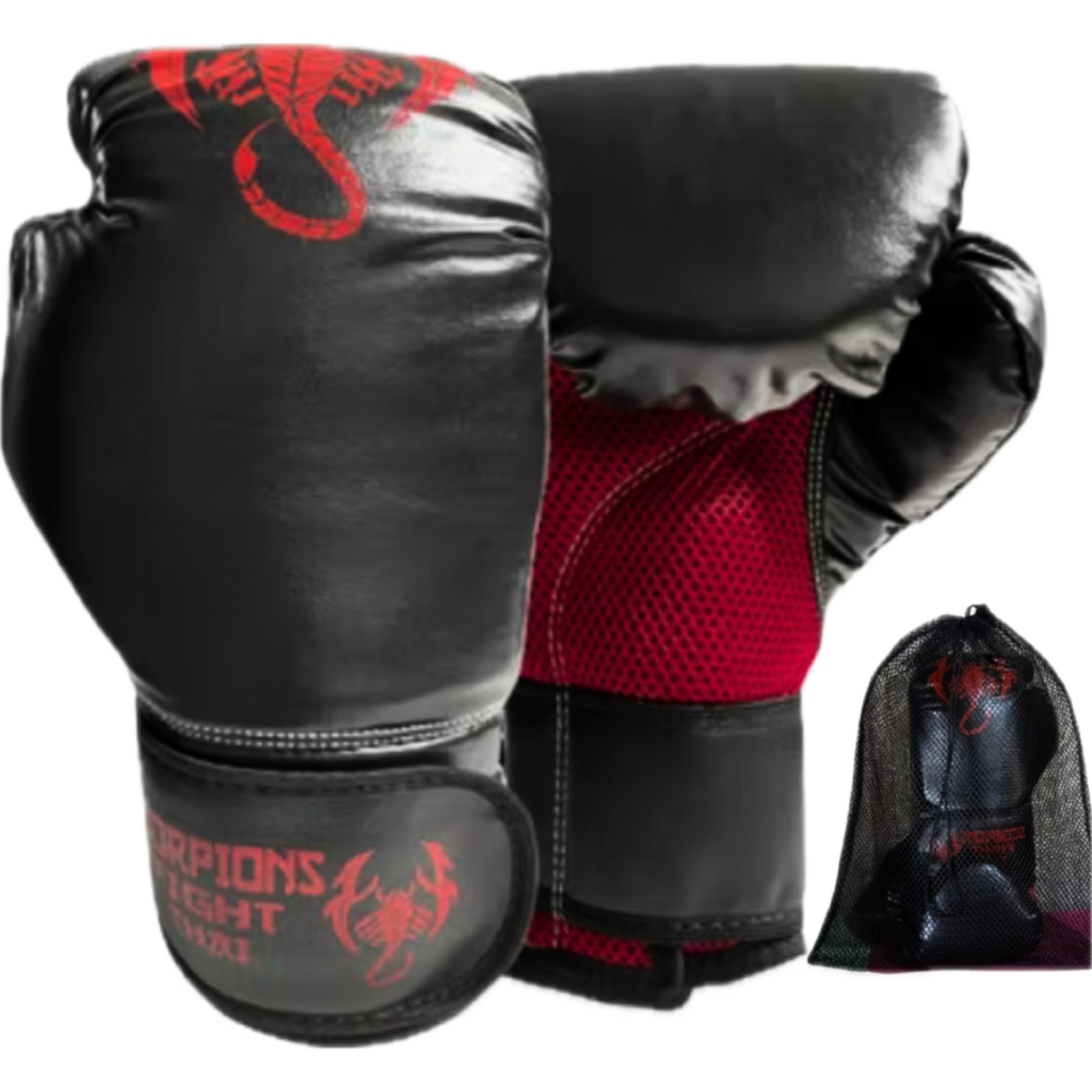 Luva De Boxe Muay Thai Kickboxing Treino Sparring Ganhe de BRINDE 1 PAR DE BANDAGEM +BOLSINHA PORTA