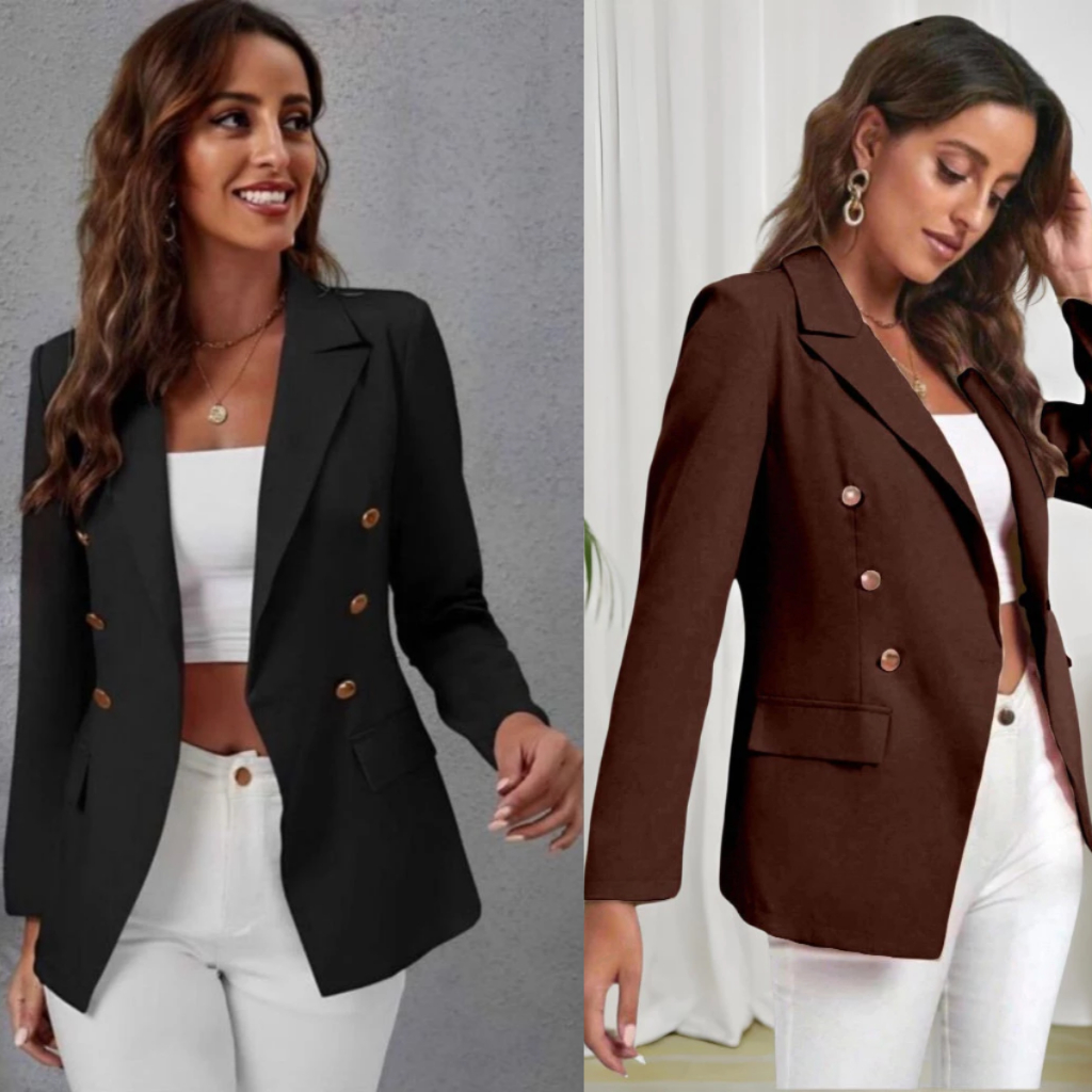 Blazer Feminina Casaquinho Maxi Longo Sobretudo Alfaiataria Social  Com Botão estilosa