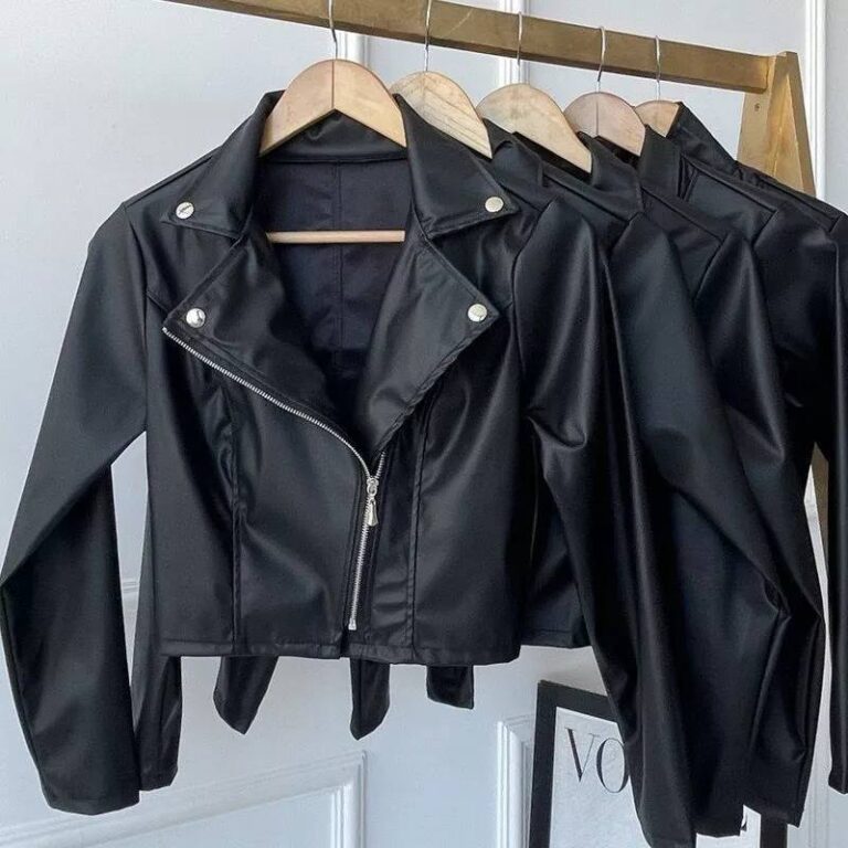 Jaqueta De Couro Feminina Com Ziper Inverno Elegan