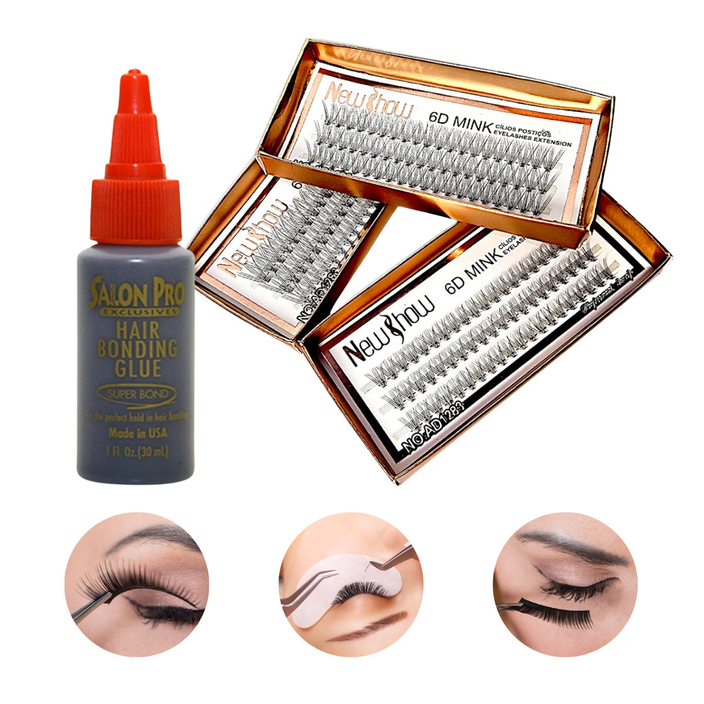 Salon Pro Cola 30ml + Cílios postiços 6D MINK NEW SHOW – Tufos Sem nó