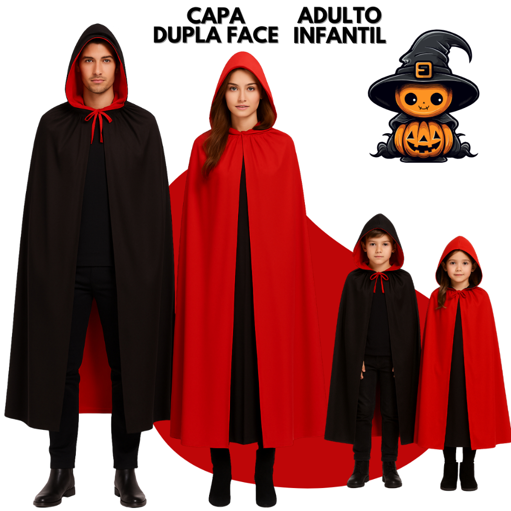 Capa De Vampiro Drácula Halloween/ Umbanda Candomblé Exu Carnaval Dupla Premium Entrega Rápida