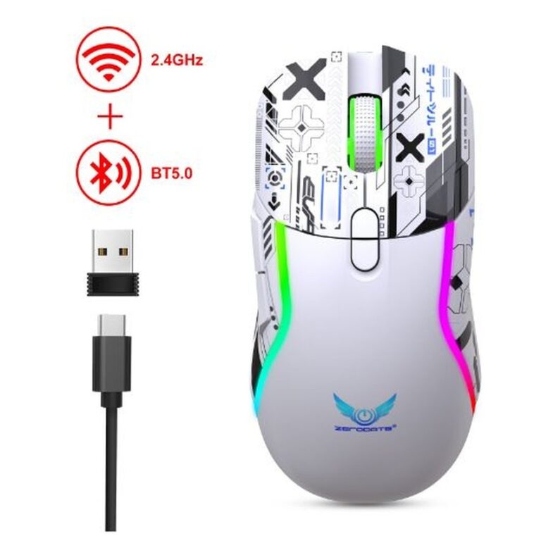 Mouse Gamer Sem Fio 2.4GHz + Bluetooth 5.0 RGB Rec