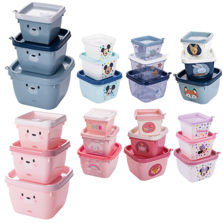 Kit 3 Potinhos Conect Com Tampa Plasútil Baby 140