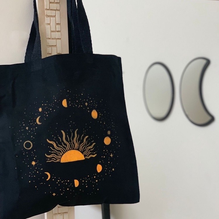 Ecobag Preta Astro Rei Sol 100% Algodão Estampa H