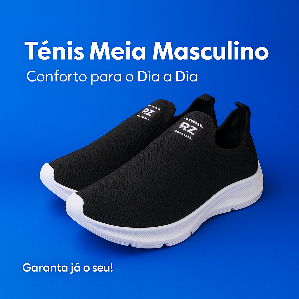 Tênis Meia Masculino Calce Fácil Slip On Confortável Casual Ortopédico 34 ao 44