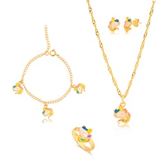 Kit Conjunto Infantil Unicórnio em Resina com Col