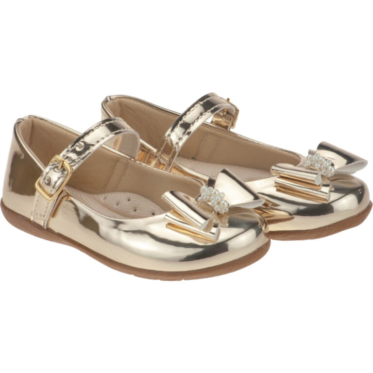 Sapatilha Infantil Menina Laço Dourada Conforto L