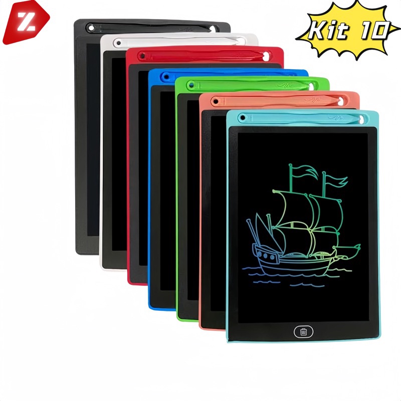 Kit 10 Lousa Mágica LCD 8.5 Infantil Tablet para Escrever e Desenhar Brinquedo Menina/Menino