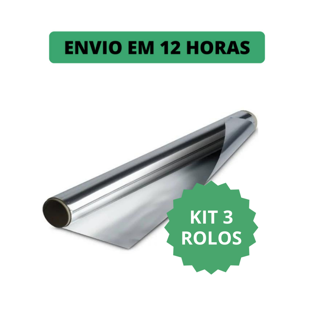 Kit 3 rolos de papel alumínio 30cm x 4m | 45cm x 7,5m