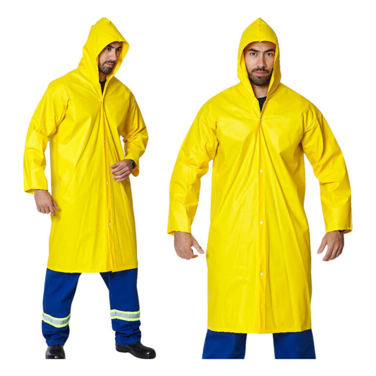 Capa De Chuva Impermeável Pvc Forrado Com Capuz E